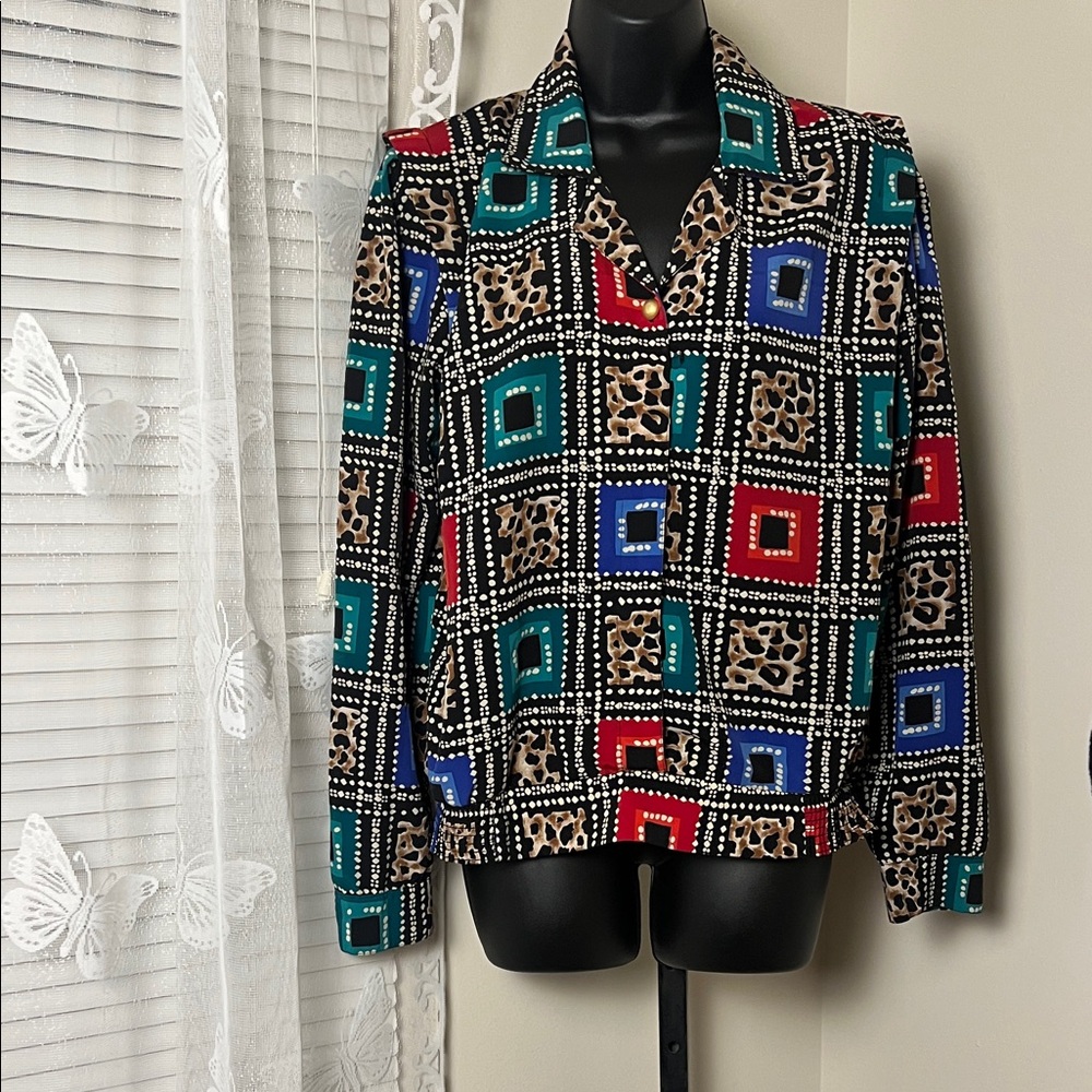 Allison Daley Multicolor Geometric Blouse